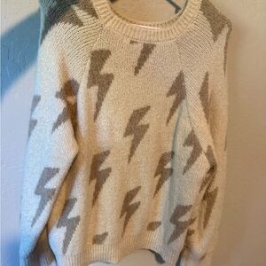 Z SUPPLY L Neutral Lightning Bolt Crewneck Sweater - Brand